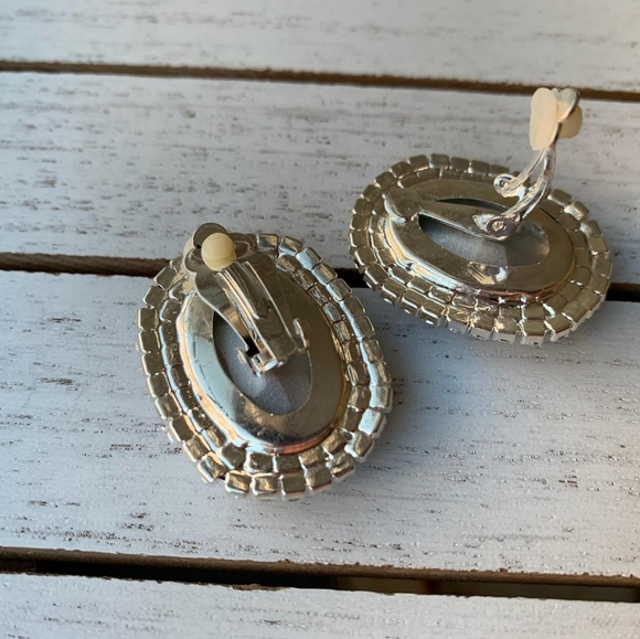 Round Crystal Clip-On Earrings - Picture 2 of 3
